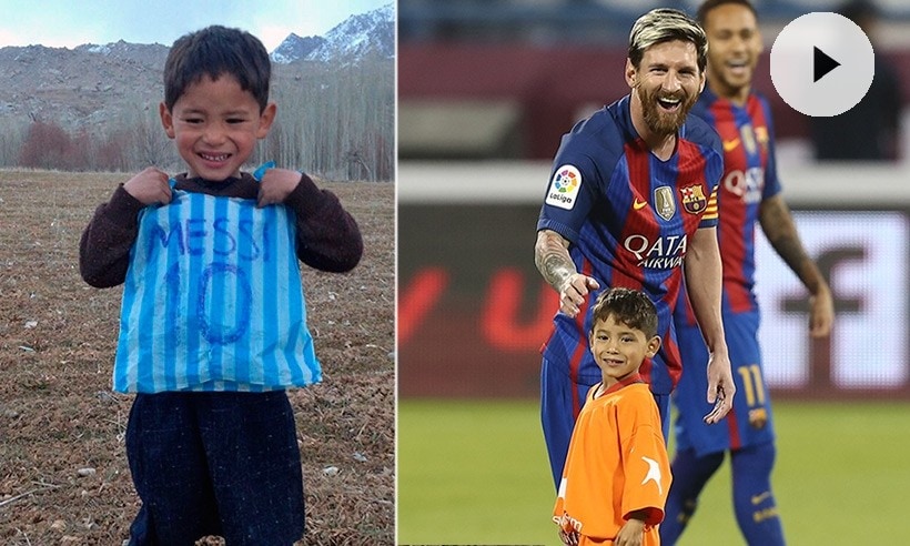 ¡Emocionante! El niño afgano que se hizo famoso por hacerse una camiseta de Leo Messi con una bolsa de plástico conoció a su ídolo
