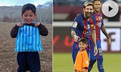 El niño afgano que se hizo una camiseta de Messi con una bolsa de plástico conoció a su ídolo
