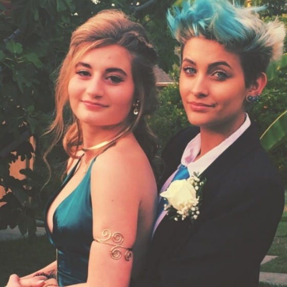 Paris Jackson Coordinates Her New Blue Hair With Friend S Dress For Prom