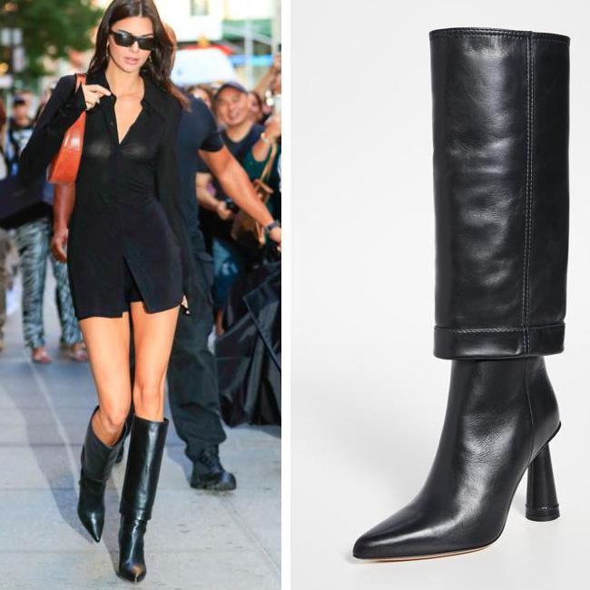 Kendall Jenner sets the trend of high boots and shirt dress