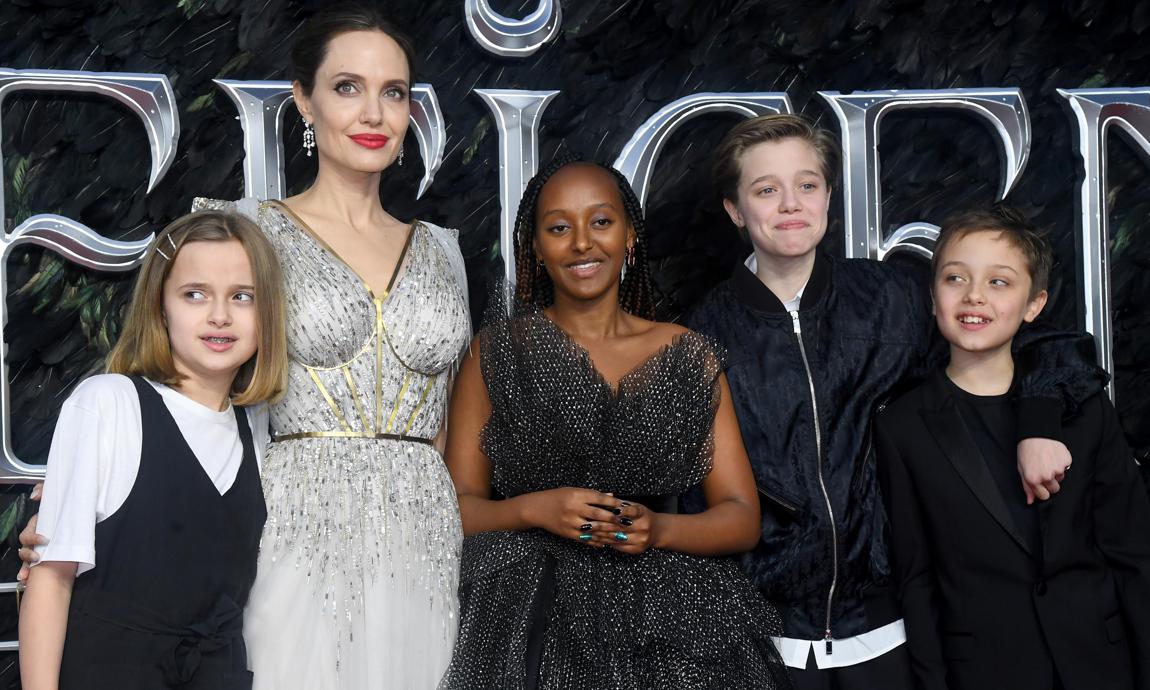 Angelina Jolie Brad Pitts twins attend Maleficent premiere