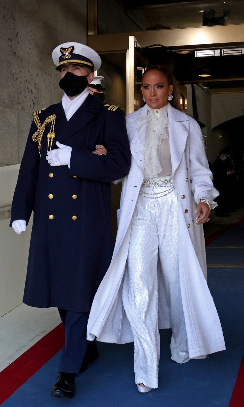 Jennifer Lopez wore a white Chanel outfit on Inauguration Day.