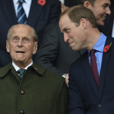 The Duke of Cambridge gave his grandfather a funny look at the Rugby World Cup in 2015.