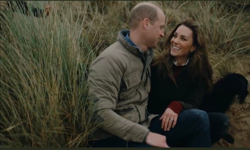 The black cocker spaniel could be seen next to the Duchess of Cambridge in the family video